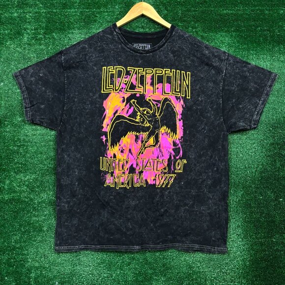 Led Zeppelin United Stated of American 1977 Rock Band Mineral Wash T-Shirt 2X - Picture 1 of 4